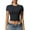 Black, variant on Kovlvoll Yoga Tops Women Lightweight Comfy Stretch Slim Fitting Crop Top Tight Crew Neck Short Sleeve Workout Shirts