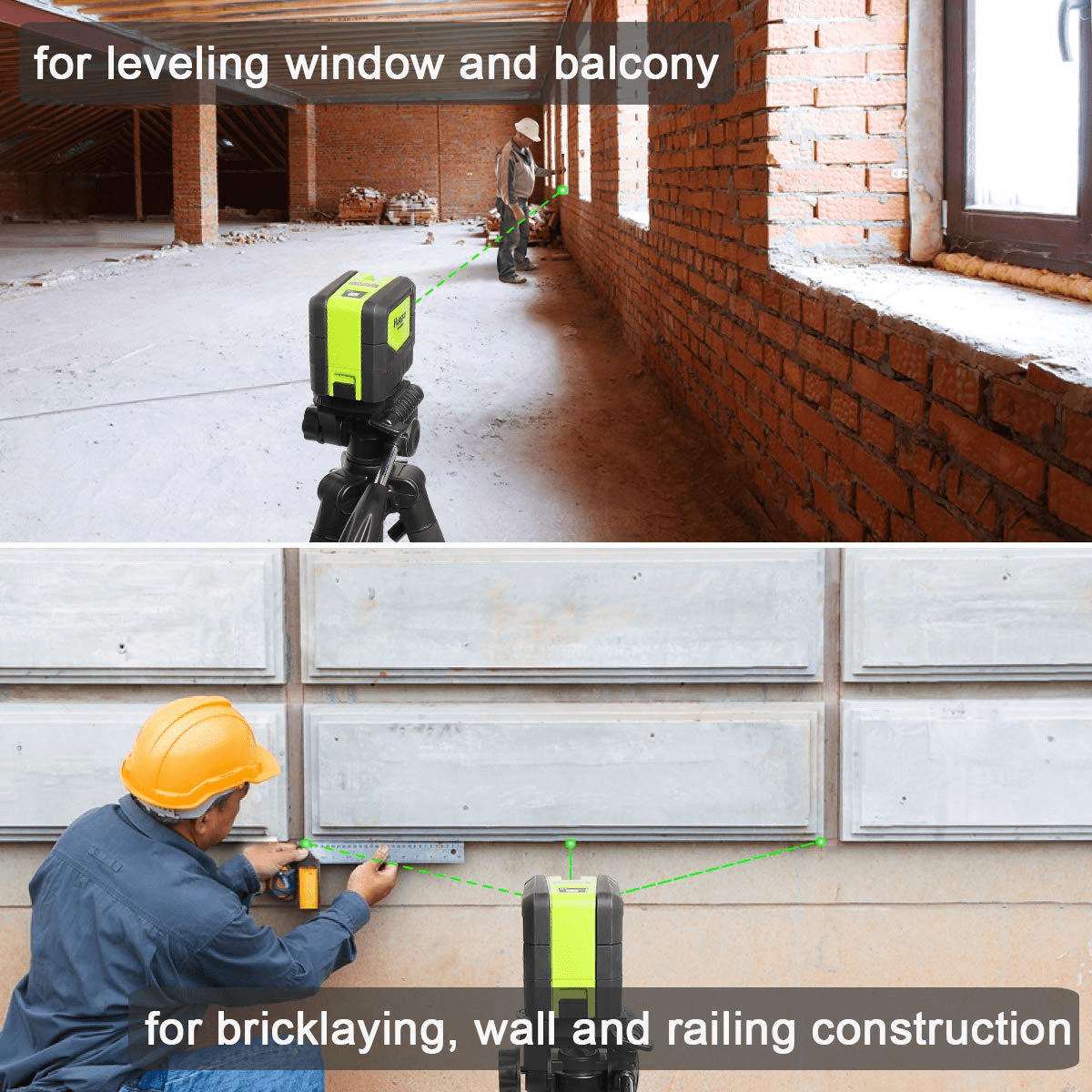 Huepar Green 3 Point Laser Level Self-leveling Laser Level Tools with 3 Plumb Spots for Soldering and Points Reference Positioning