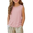 thumbnail image 2 of hengsof Girls Tank Tops Fashion Striped Print Sleeveless Shirts Basic Crew Neck Tees Summer Casual Top for Kids, 2 of 8