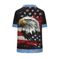 thumbnail image 6 of Staron Summer Tops for Women Casual Fashion Round Neck Short Sleeve Waffle Knit Printed Lapel Shirt, Black XXL, 6 of 7