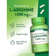 L Arginine 1000 mg | 100 Capsules | Mega Strength | Non-GMO and Gluten Free Supplement | By Nature's Truth