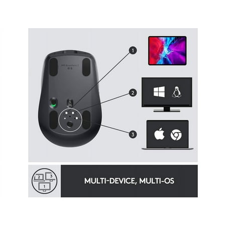 Logitech - MX Anywhere 3 Wireless Bluetooth Fast Scrolling Mouse with Customizable Buttons - Graphite