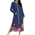 thumbnail image 3 of Aboser Women Zipper Robes Full Length Housecoat Retro Floral Printing Bathrobe Casual Zip Up Loungewear Comfy Soft Long Nightgown Dress with Pockets, 3 of 9