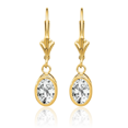 thumbnail image 5 of 14K Solid Yellow Gold Oval Cubic Zirconia CZ Drop Dangle Earrings Gemstone, 5 of 10