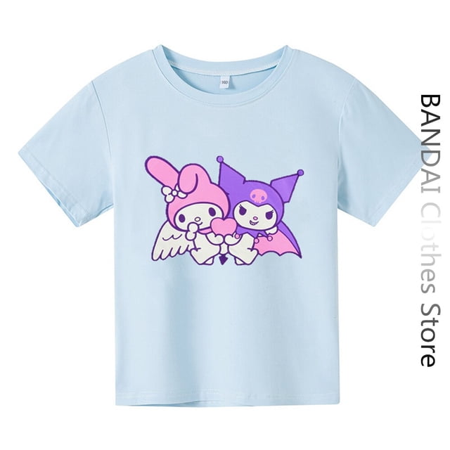Camiseta Kawaii Kuromi para niñas y niños, ropa de algodón de dibujos animados de Anime, conjuntos de camisetas de Hello Kitty, ropa informal