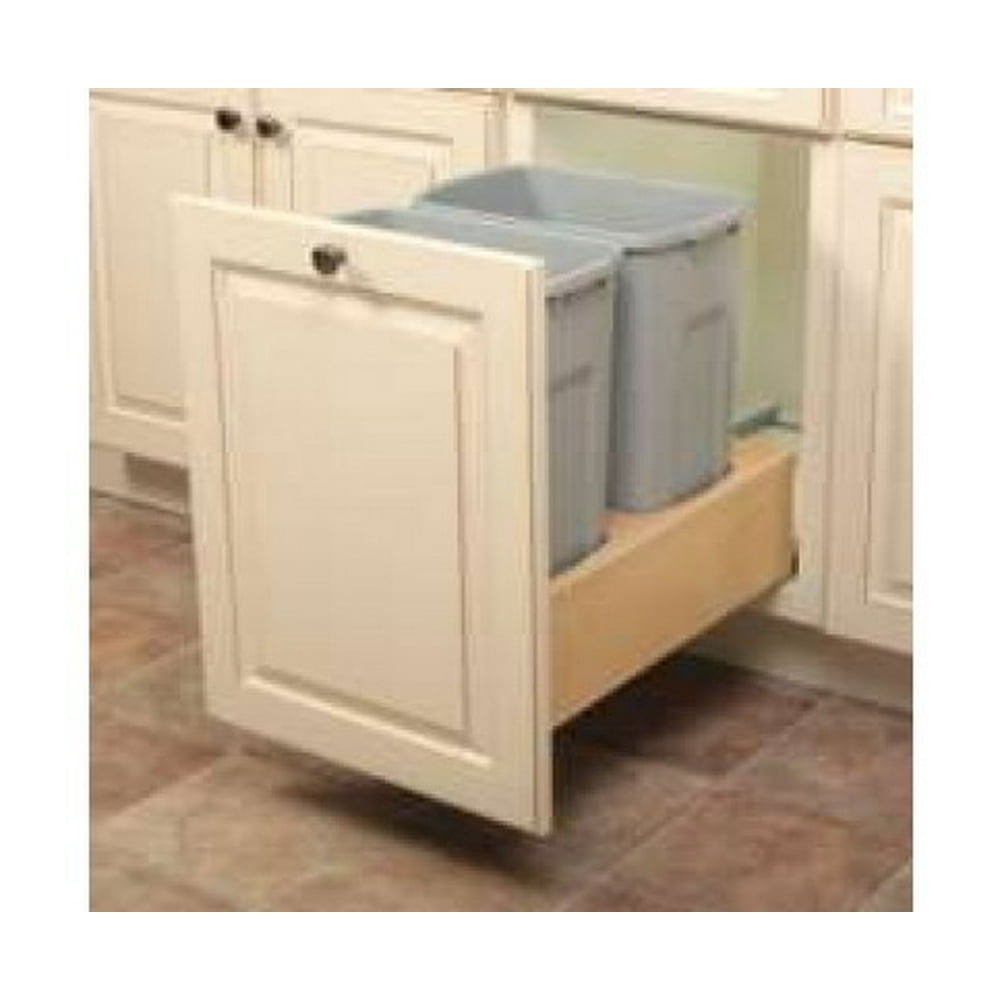 Soft-Close Under-Mount Wooden Trash & Recycling Pullout, Door-mounted ...
