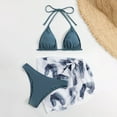 thumbnail image 1 of MKLEKYY Swimsuit Women's 3 Piece Textured High Cut Triangle Bikini Swimsuit with Cover Up, 1 of 3