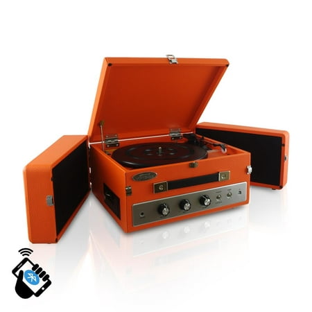 PYLE PLTT82BTOR - Vintage Retro Style Bluetooth Record Player with Vinyl-to-MP3