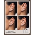 thumbnail image 5 of LUNVKY 3 Pairs 18K White Gold Plated Hoop Earrings for Women with S925 Sterling Silver Post CZ Huggie Hypoallergenic Stud Earring Sets Birthday Christmas Jewelry Gifts Teen Adult Stocking Stuffers, 5 of 6