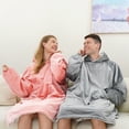 thumbnail image 2 of Winthome Wearable Blanket Hoodie Sweatshirt, Supper Warm Cozy Giant Pocket Hooded Sherpa Lounging Pullover for Adults Men Women Teenagers Wife (OneSize, Grey) 5.1-5.7ft, 120-133lb, 2 of 4