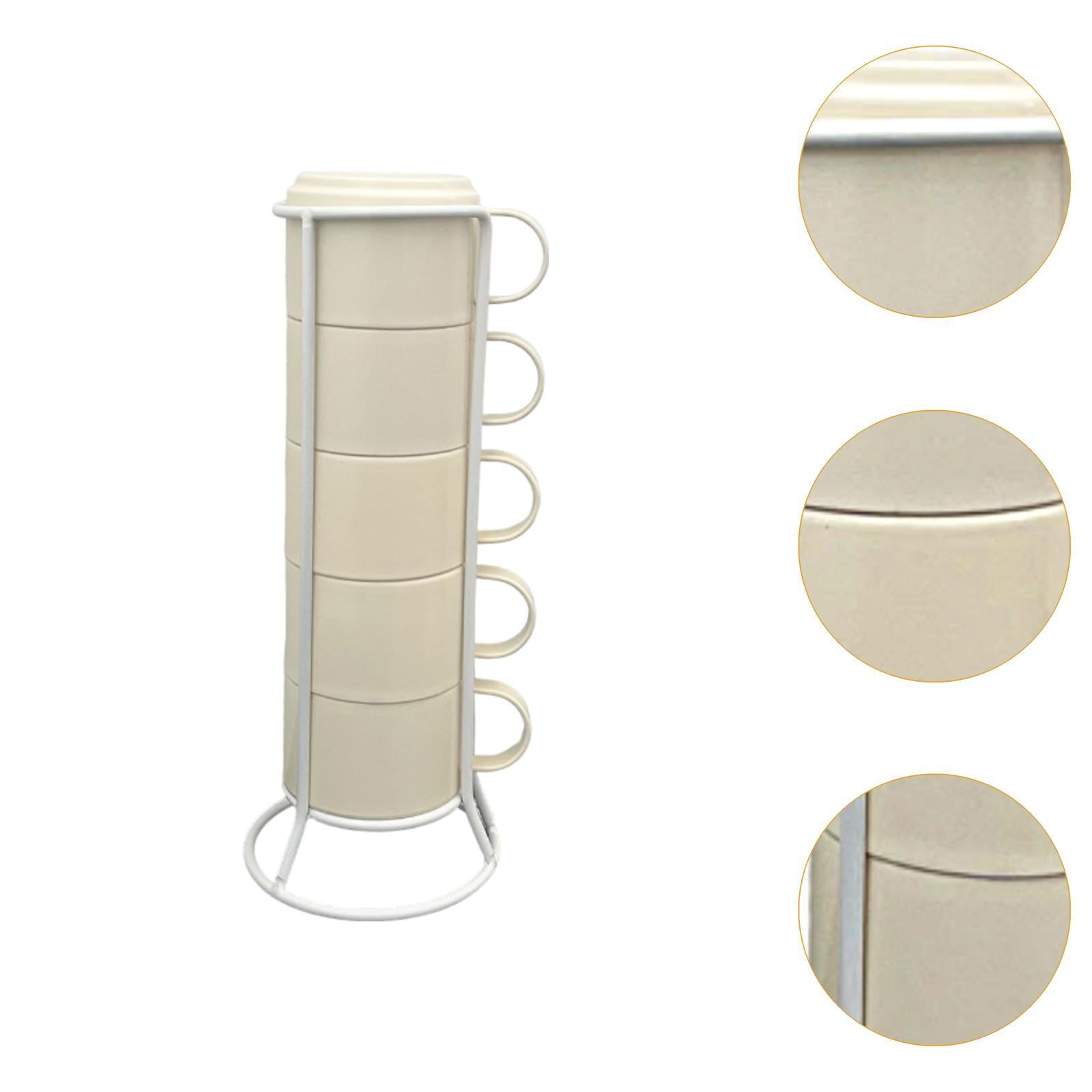 Fiocias Stacking Coffee Mugs Teacups Each Cup 100ml Multipurpose Small-size Espresso Cup 5pcs
