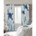 thumbnail image 3 of Blue Green Sea Turtle Blackout Curtains 90 Inches Long for Bedroom, Summer Ocean Coral Fish Seahorse Thermal Insulated Room Darkening Black Out Window Curtain Panels Grommet Drapes for Living Room, 3 of 8
