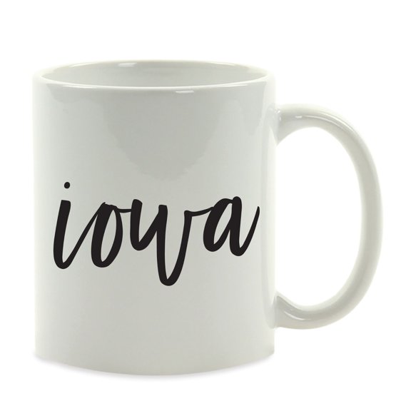Koyal Wholesale Black Calligraphy Iowa US State Ceramic Coffee Mug