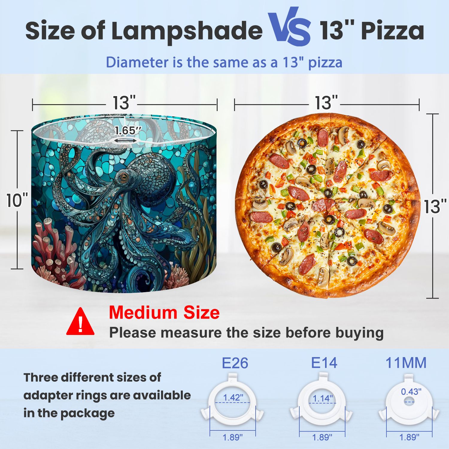 Linen Drum Lampshades Underwater Teal Octopus amidst Coral Reefs Art 13"x13"x10" Light Shade for Table Lamps Floor Lamps Drum Lamp Shades Lampshade Replacement Assembly Required