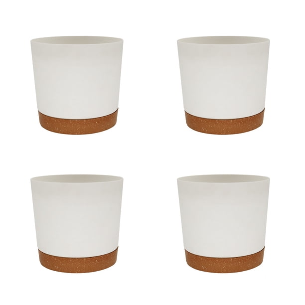 Toystoory 4 macetas para flores, bandeja para plantas, suministros de jardín, decoraciones, accesorios para el hogar, mano de obra fina, agujeros de Jardín y Patio Blanco 8 pulgadas Toystoory HA083860-04