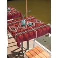 thumbnail image 2 of Outdoor Tablecloths with Umbrella Hole & Zipper, Red Retro Boho 60x60 Inch Square Tablecloths, Vintage Ethnic Tribe Abstract Art Waterproof Table Cloth, Patio/Pool/Picnic Table Covers, 2 of 8
