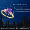 thumbnail image 2 of Gem Stone King 2.80 Ct Purple Amethyst Pink Lab Grown Diamond 18K Yellow Gold Plated Silver Ring, 2 of 6