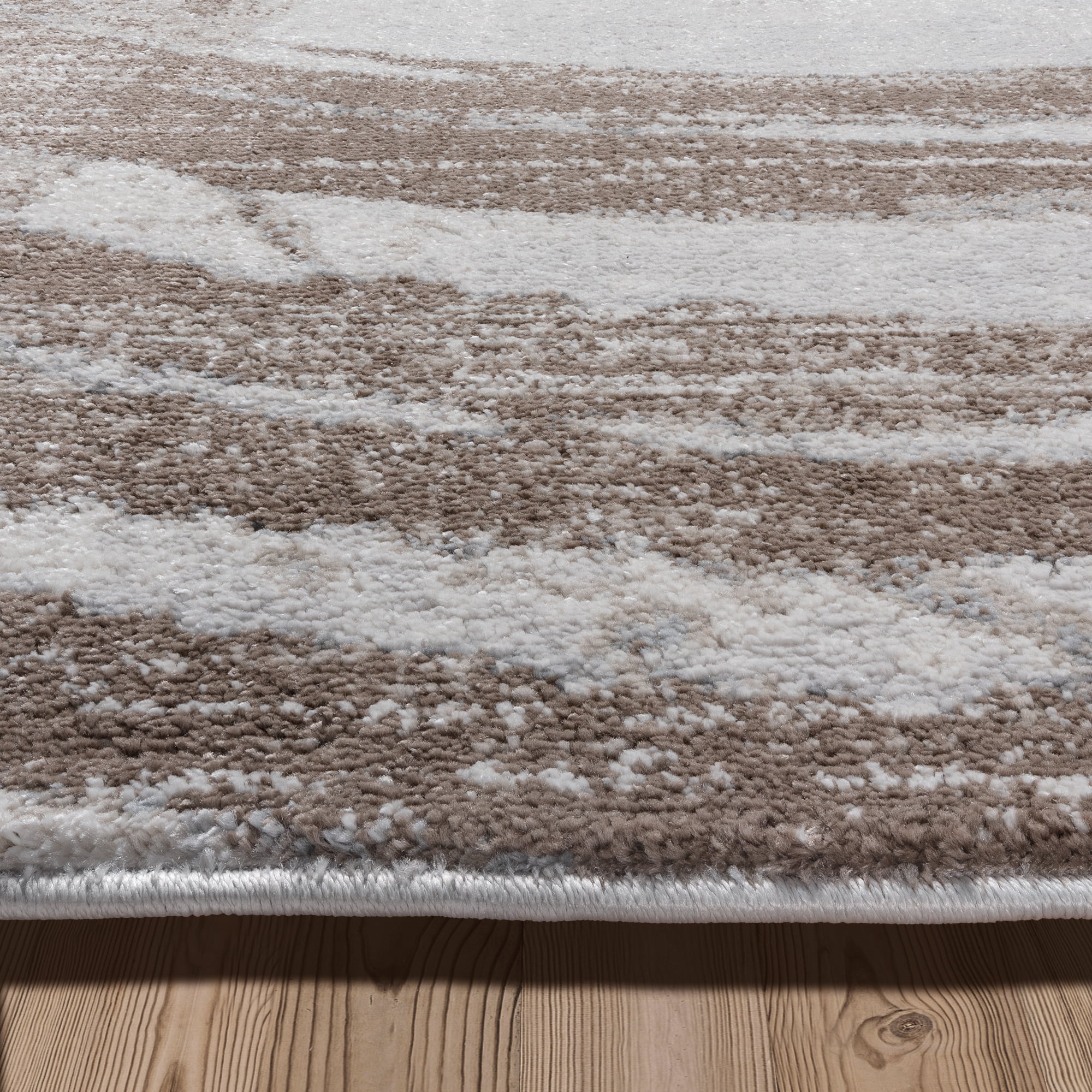 Gertmenian Alor Eze Modern Abstract Tan/Ivory/Beige Polypropylene Indoor Area Rug, 5x7