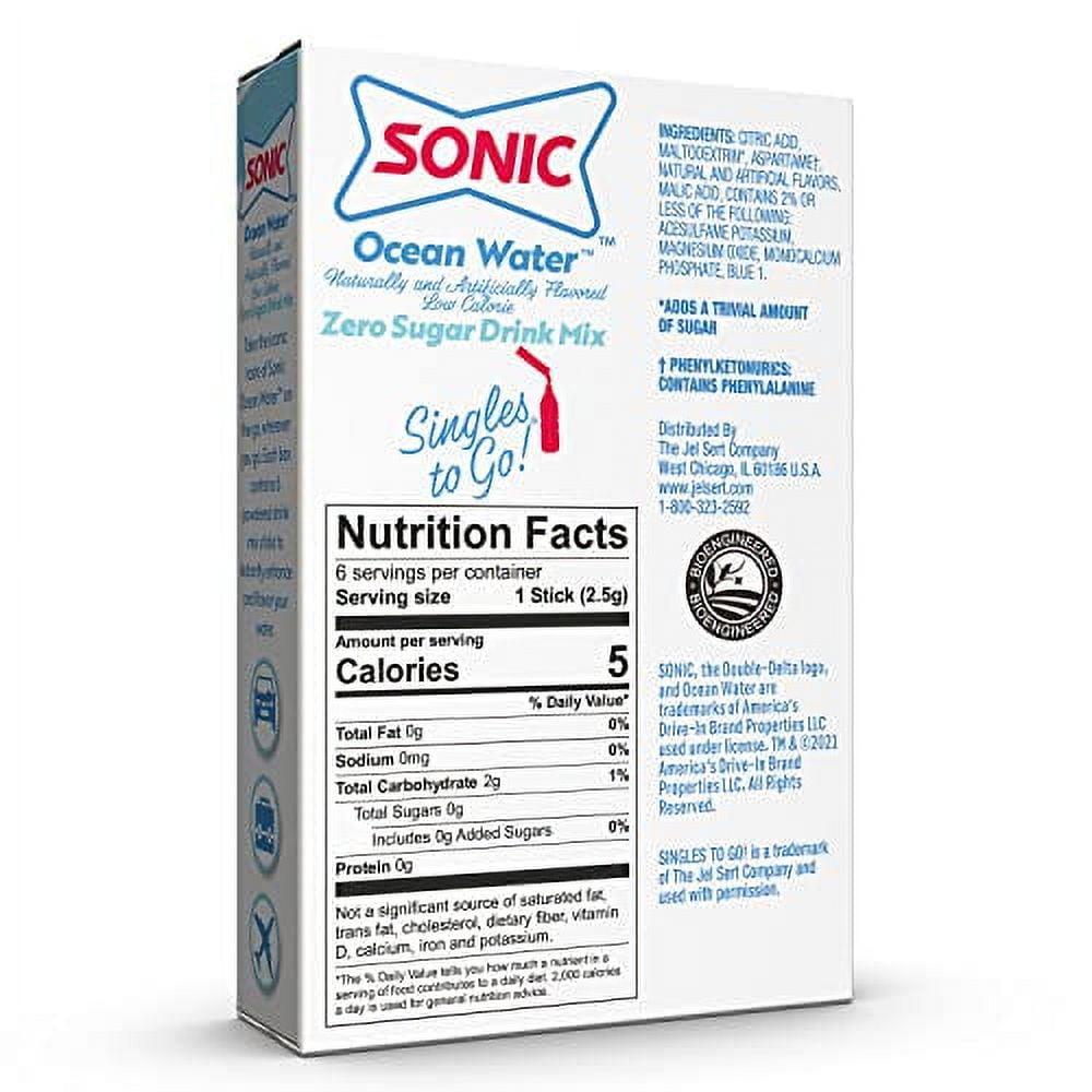 (12 pack) Sonic Zero Sugar Singles-to-Go Powdered Drink Mix, Ocean Water, 6 Count Packets