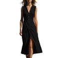 thumbnail image 2 of ChaoHeng Dresses for Women Maxi for 2026 Spaghetti Strap Sleeveless Flowy Solid Casual for Black M, 2 of 7
