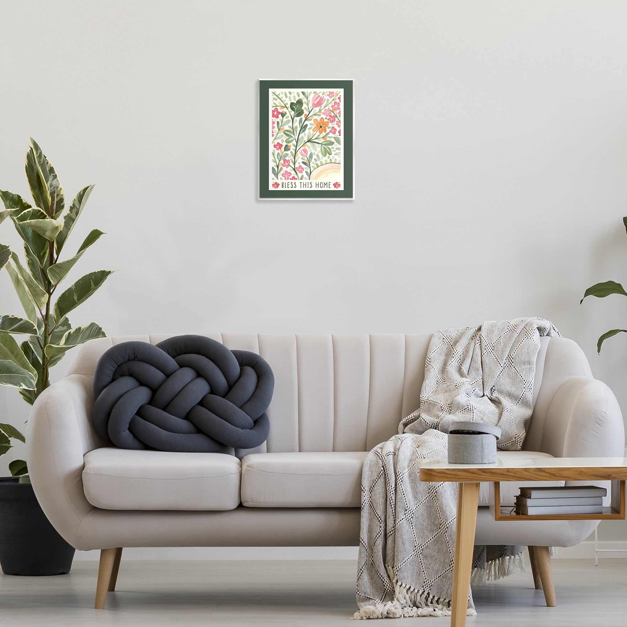 Stupell Industries Floral Bless Phrase Botanical & Floral Painting Unframed Art Print Wall Art, 11 x 14