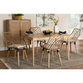 thumbnail image 2 of Baxton Studio Ballerina Greywashed Rattan and Brown Wood 5-Piece Dining Set, 2 of 11