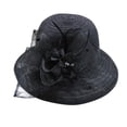 thumbnail image 3 of CAIXIA Wide Brim Derby Hats for Women Elegant Organza Floral Tea Party Hats Flat Top Hat Adjustable Wide Brim Fascinator Sun Hat Wedding Bride Headband, 3 of 5