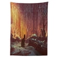 thumbnail image 3 of Ambesonne Animal Tablecloth Rectangular Table Cover, Dark Cat Mystic Picture, 60"x90", Orange Brown, 3 of 4