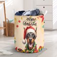 thumbnail image 3 of Merry Christmas Santa Doberman Pinscher Scarf Twinkling Lights Xmas Holiday Foldable Laundry Basket Doberman Dog Lover Gifts Organizer Storage with Handles - 00022, 3 of 5
