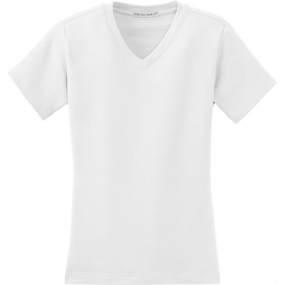 Ladies Cotton V-Neck Shirt - White - Port Authority