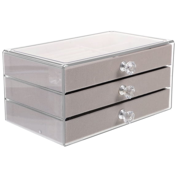 LOLIPPYY Grey Jewelry Drawer Organizer for Necklace Bracelet Storage with Multiple Compartments for Bedroom Vanity