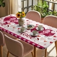 thumbnail image 3 of Happy Valentine's Day Table Cloths for 3 Foot Rectangle Tables, Beige Love Hearts Romantic Patio Waterproof Elastic Fitted Tablecloths, Washable Rectangular Table Cover for Camping, 3 of 8