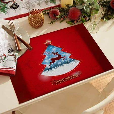 

hanxiulin waterproof red christmas placemats for dining table 32 x 21 cm seasonal winter xmas snowflakes holiday washable table mats