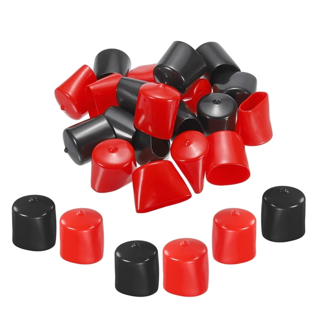Juego de tapas de goma Uxcell, protector de rosca de tornillo de vinilo para tornillo y perno, negro y rojo, 1.5" 20 piezas