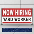 thumbnail image 3 of Now Hiring Yard Worker 13 oz Heavy Duty Vinyl Banner Yard Worker Jobs Available Lawn Care Help Wanted Sign for Business Indoor/Outdoor Single-Sided with Metal Grommets (1.5x5 ft, Wh & Re & Bk), 3 of 6