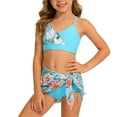 thumbnail image 2 of YMNXA Big Kids Girls 2 Piece Swimsuits Sleeveless Flower Print Top And Bottoms Bikinis Sets Comfortable Fashion Swimwear For Holiday Vacation Beach Light Blue 15-16 Years, 2 of 4