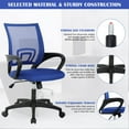 thumbnail image 4 of CL.HPAHKL Ergonomic Task Office Chair, Mesh Computer Chair with Lumbar Support Adjustable Mid Back Swivel Rolling Chair with Armrests, Ideal for Home Office & Study, Blue, 4 of 7