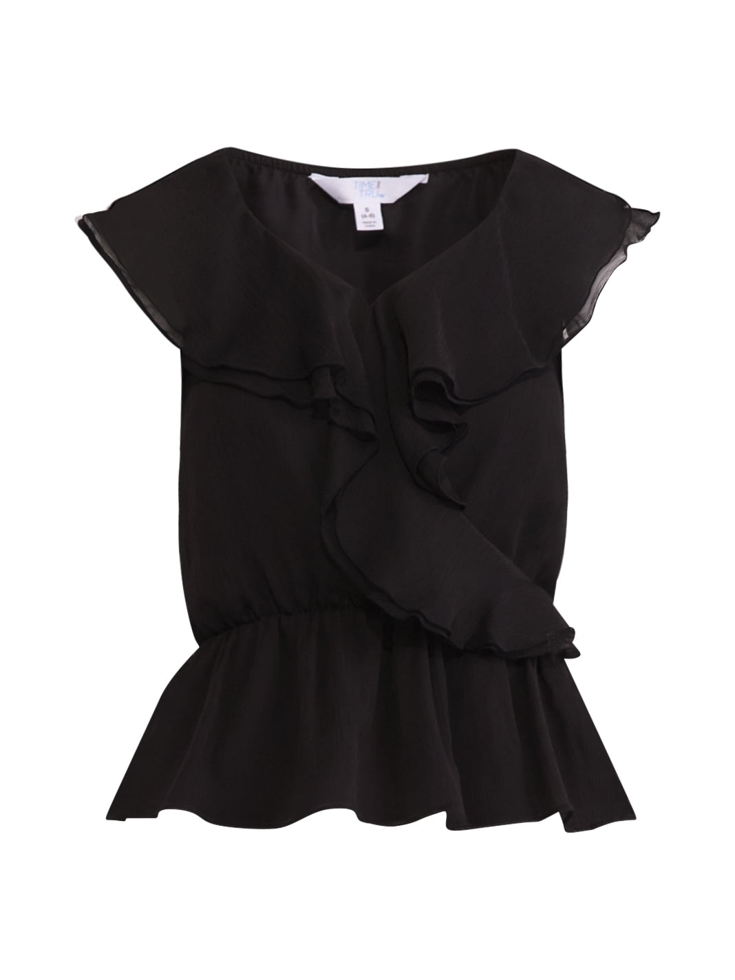 Time and Tru Women’s Ruffle Wrap Tank Top, XS-XXXL