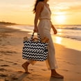 thumbnail image 5 of BiFandian Small Beach Tote Bag for Women, Waterproof Sandproof Canvas Beach Bag with Durable Zipper Pockets, Summer Lightweight Beach Tote for Travel, Vacation, Pool, Gym, Shopping and Daily Errands, 5 of 6