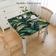 thumbnail image 2 of COMIO Tablecloths Tropical Palm Leaves Summer Green Banana Leaf Square Table Cover White, 2 of 7
