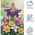 thumbnail image 5 of Easter Cross He Is Risen Garden Flag - 12x18" Double-Sided Burlap Lily Tulip Flower Yard Flag for Easter Holiday Farmhouse Outdoor Decor (ONLY FLAG), Perfect for Spring, 5 of 6