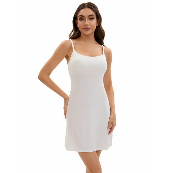 Unique Bargains Spaghetti Strap Cami Full Slips Under Dress M White