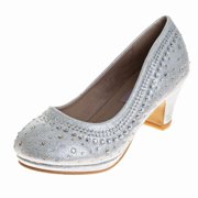 Nanette Lepore Girls' Low Heeled Dress Pumps. (Little Kids/Big Kids) - Silver, Size: 4