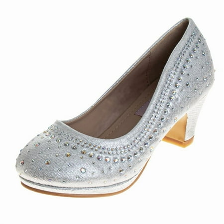 Nanette Lepore Girls' Low Heeled Dress Pumps. (Little Kids/Big Kids) - Silver, Size: 2