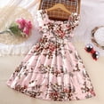 thumbnail image 7 of NAISIBABY Girls Floral Smock Dresses, Ruffles Sleeve Summer Casual Square Neck Party Birthday Princess Dress Pink Size 7, 7 of 7