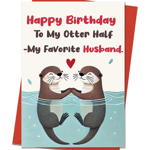 Tarjeta de cumpleaños Mcduldul Happy Otter para marido, 8 x 5,3 pulgadas