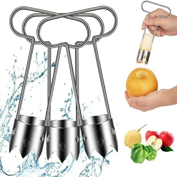 Outil de Retrait de Noyau de Fruits en Acier Inoxydable avec Lame Dentelée, Gadget de Cuisine Multifonctionnel pour Arroser Pommes Poivrons Légumes, Poignée à Tirage Facile pour Préparation des Aliments Sans Effort