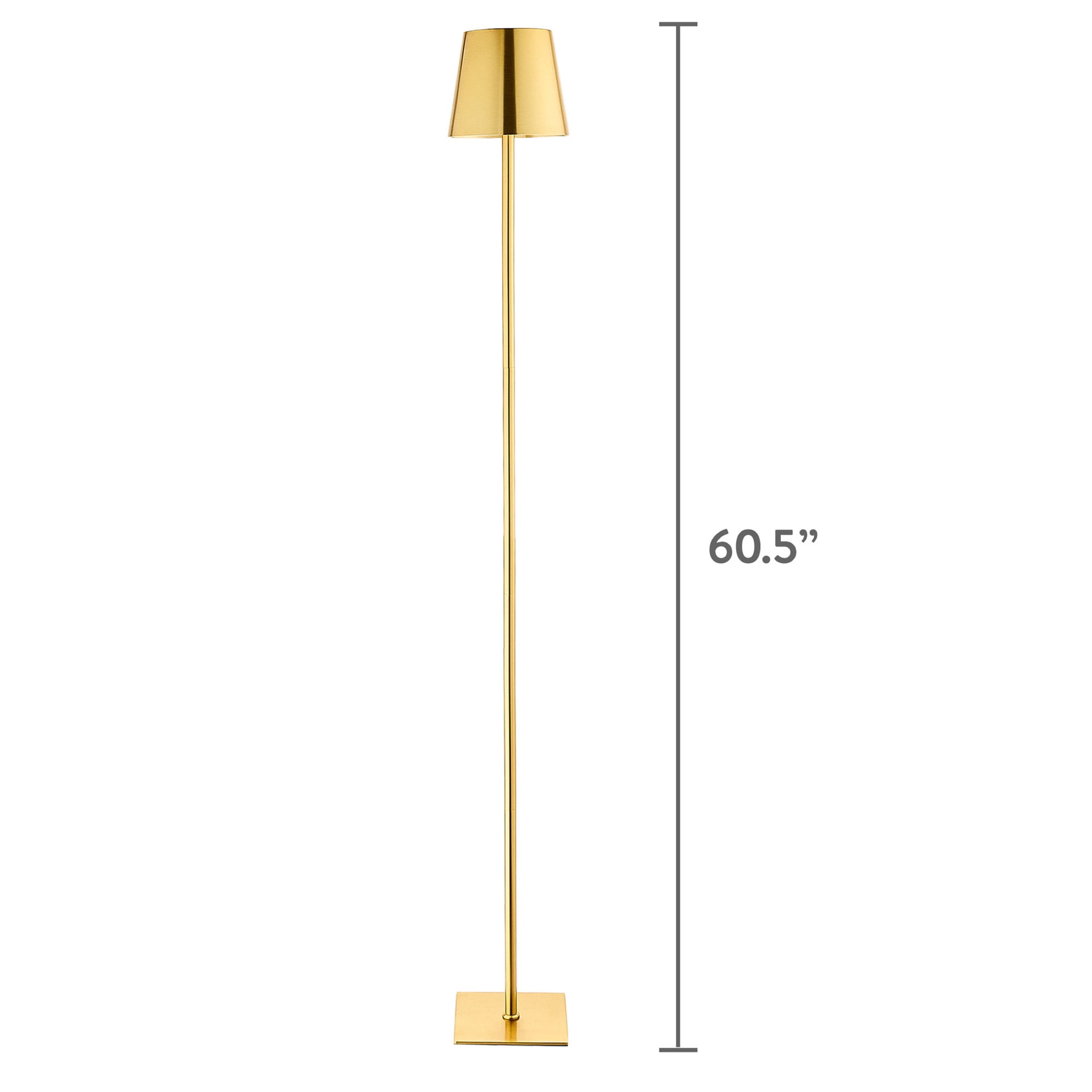 Mainstays 60 in LED Rechargeable Metal Floor Lamp, Electroplated Gold