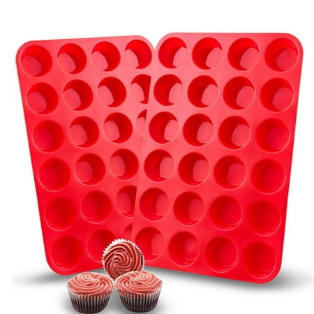 

Silicone Muffin Pan Set Happon Non-stick BPA Free Cupcake Pans 24 Cups Food Grade Red Silicone Molds Reusable Muffin Tin for Egg Muffin Cupcake Fat Bomb