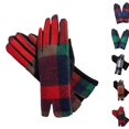 thumbnail image 3 of Women Tartan Checked Plaid Touchscreen Gloves Winter Warm Christmas Holiday Gift Red, 3 of 5